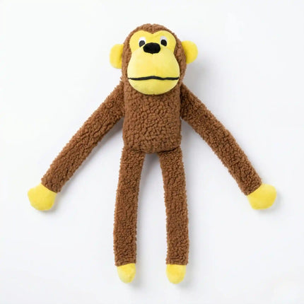 Soft Plush Monkey Dog Toy with Long Limbs for Tug, Chew & Interactive Play