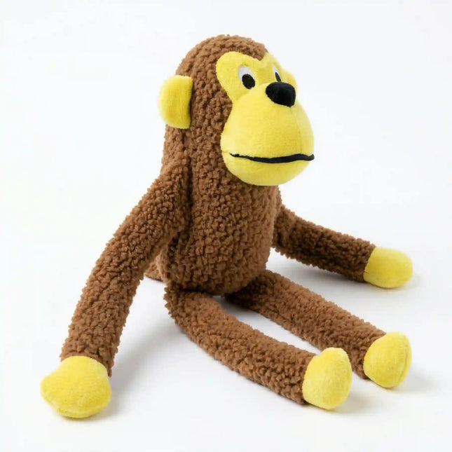 Soft Plush Monkey Dog Toy with Long Limbs for Tug, Chew & Interactive Play