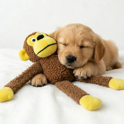 Soft Plush Monkey Dog Toy with Long Limbs for Tug, Chew & Interactive Play