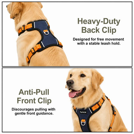Premium Reflective No-Pull Dog Harness with Soft Mesh + FREE Heavy Duty Leash – Navy Blue