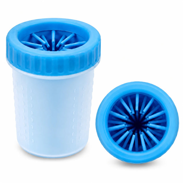Dog Paw Cleaner Cup with Soft Silicone Brushes for Easy Dirt Cleaning - Blue
