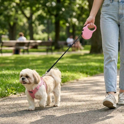 Retractable Leash with Easy Lock Control & Smooth Retraction - 10 Ft, Pink