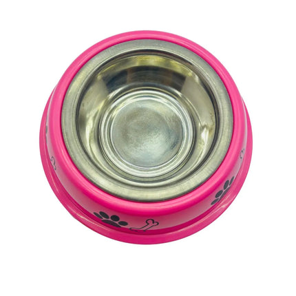 Dog Printed Pet Food Bowl - Small - Pink