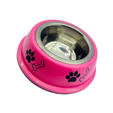 Dog Printed Pet Food Bowl - Small - Pink