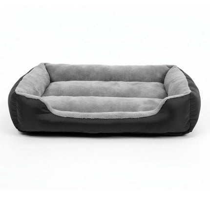 Grey plush inner cushion of rectangle dog and cat bed – soft and cozy