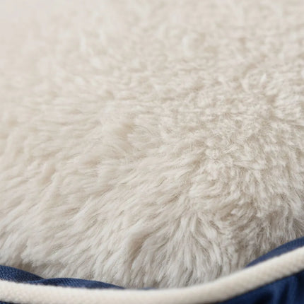 Premium cushioned cat bed navy blue silver