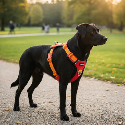 Premium Reflective Anti-Pull Dog Harness with Soft Mesh + FREE Heavy Duty Leash – Red
