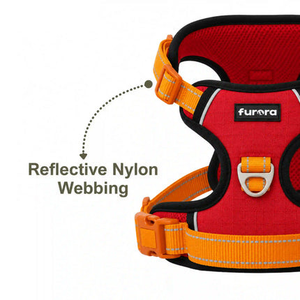 Premium Reflective Anti-Pull Dog Harness with Soft Mesh + FREE Heavy Duty Leash – Red