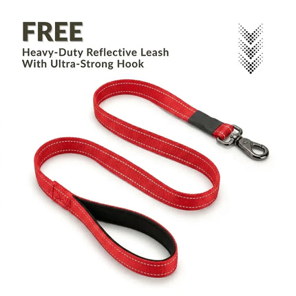 Premium Reflective Anti-Pull Dog Harness with Soft Mesh + FREE Heavy Duty Leash – Red