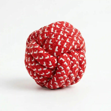 Rope Ball Dog Toy for Chew, Tug & Dental Play - Red & White