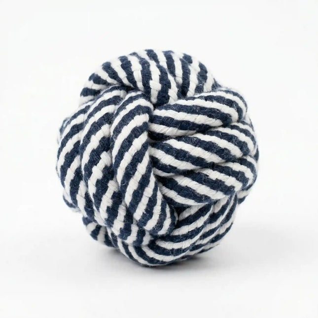 Rope Ball Dog Toy for Chew, Tug & Dental Play - Black & White