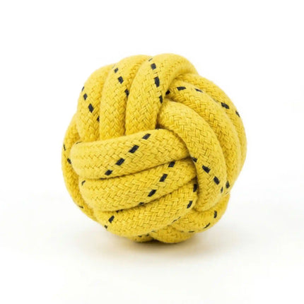 Rope Ball Dog Toy for Chew, Tug & Dental Play - Yellow & Black
