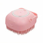 Silicone Pet Bath Brush with Shampoo Dispenser & Soft Massage Bristles - Pink
