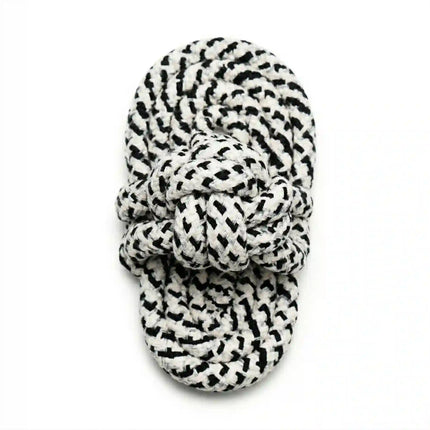 Rope Slipper Dog Toy for Chew, Tug & Dental Play - White & Black