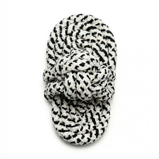 Rope Slipper Dog Toy for Chew, Tug & Dental Play - White & Black