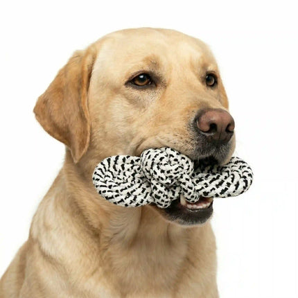 Rope Slipper Dog Toy for Chew, Tug & Dental Play - White & Black