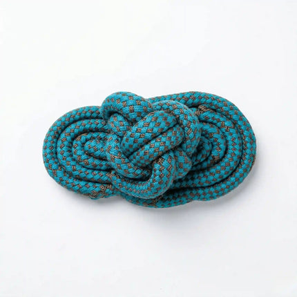 Rope Slipper Dog Toy for Chew, Tug & Dental Play - Teal Blue & Grey