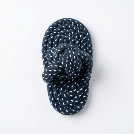 Rope Slipper Dog Toy for Chew, Tug & Dental Play - Dark Blue & White