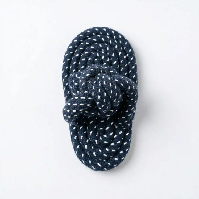 Rope Slipper Dog Toy for Chew, Tug & Dental Play - Dark Blue & White