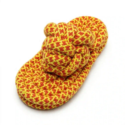 Rope Slipper Dog Toy for Chew, Tug & Dental Play - Yellow & Red