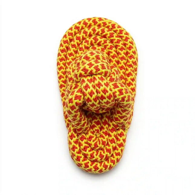 Rope Slipper Dog Toy for Chew, Tug & Dental Play - Yellow & Red