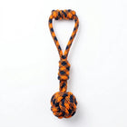 Rope Ball Dog Toy with Handle for Tug, Chew & Fetch Play - Orange & Navy Blue