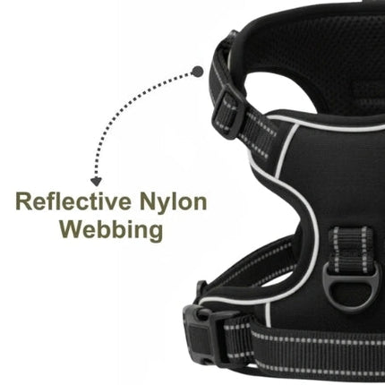 Premium Reflective No-Pull Dog Harness with Soft Breathable Mesh & Easy Adjustable Straps – Black