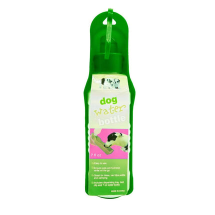 Portable Dog Water Bottle with Dispensing Trough - Green