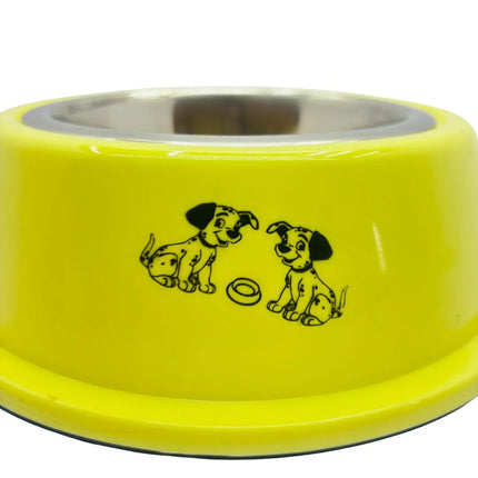 Dog Printed Pet Food Bowl - Large - Yellow