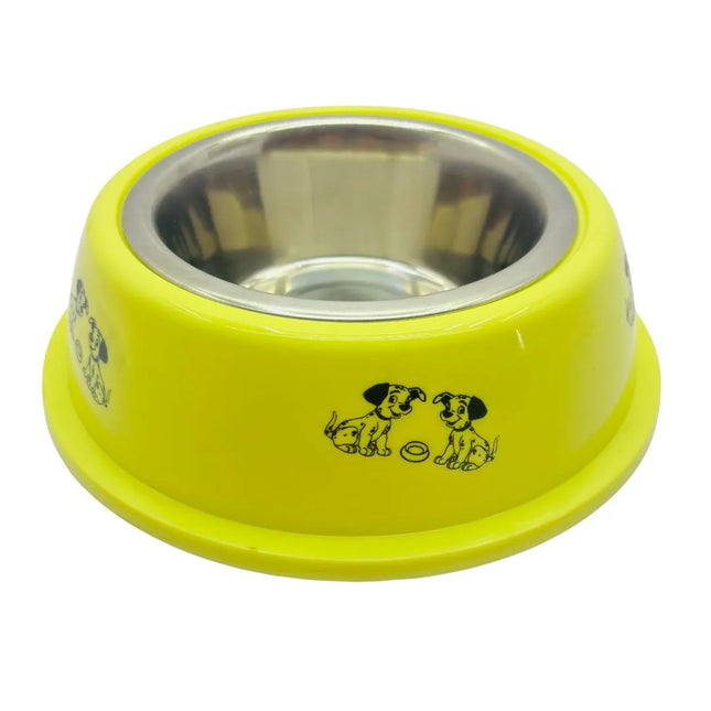 Dog Printed Pet Food Bowl - Large - Yellow