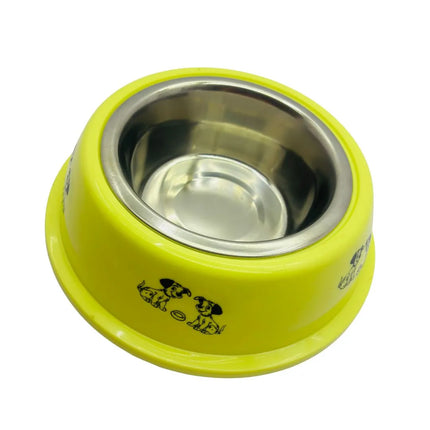 Dog Printed Pet Food Bowl - Large - Yellow