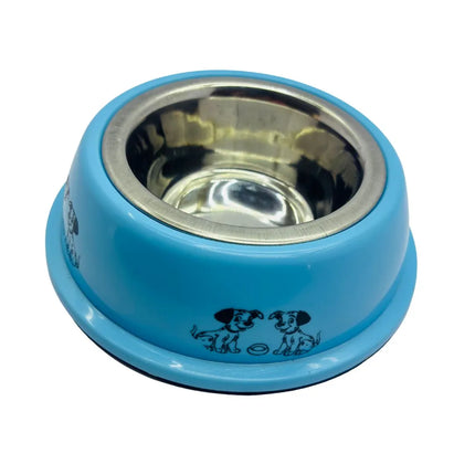 Dog Printed Pet Food Bowl -Small - Blue