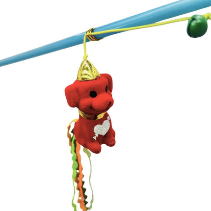 Interactive Cat Fun Wand Toy with Teddy/Dog Lure with Ribbons