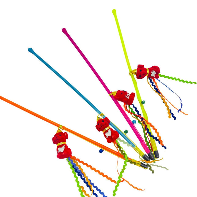 Interactive Cat Fun Wand Toy with Teddy/Dog Lure with Ribbons