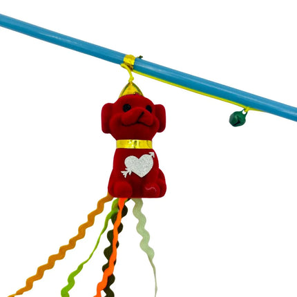 Interactive Cat Fun Wand Toy with Teddy/Dog Lure with Ribbons