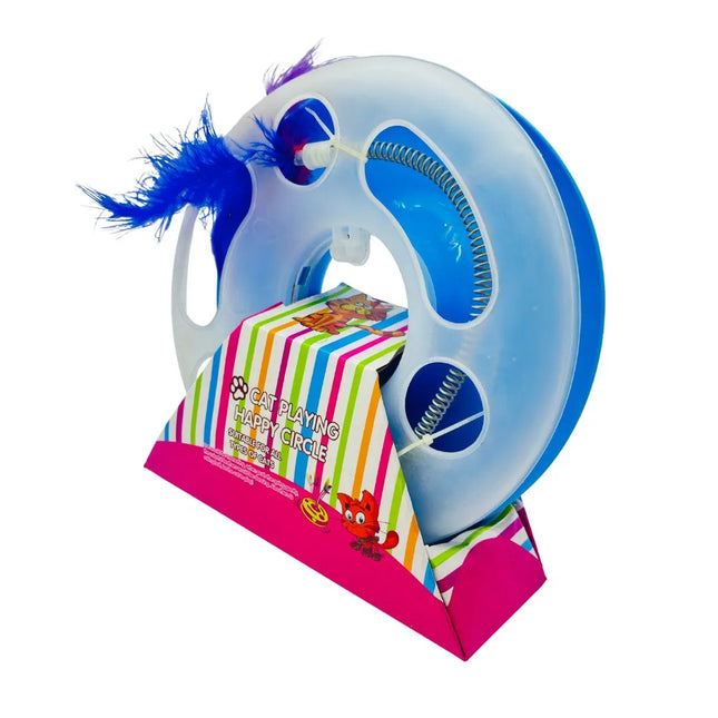 Cat Playing Happy Circle Toy Blue