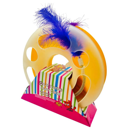 Cat Playing Happy Circle Toy Orange