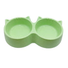 Cat-Shaped Twin Feeding Bowl - Dual-Purpose Dinner Station - Green 