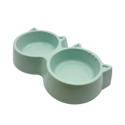 Cat-Shaped Twin Feeding Bowl - Dual-Purpose Dinner Station - Grey 