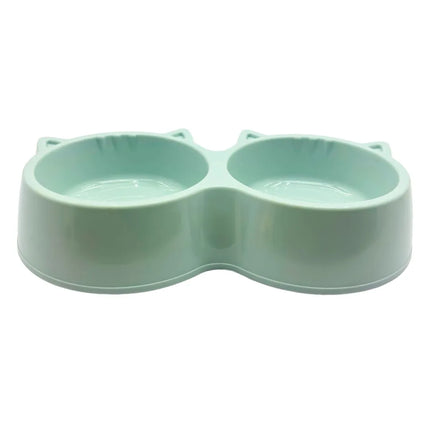 Cat-Shaped Twin Feeding Bowl - Dual-Purpose Dinner Station - Grey 