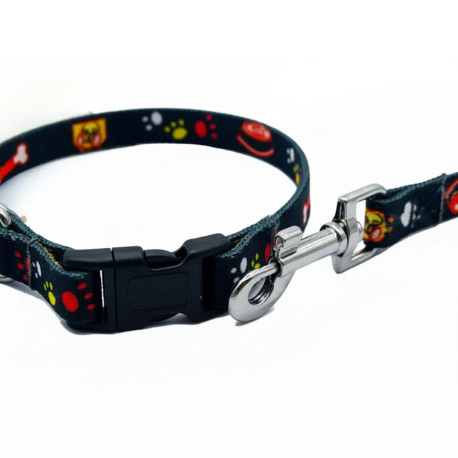 Cute printed nylon collar with bell and adjustable buckle for small pets