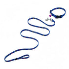 Printed blue pet collar and matching leash set for small dogs and cats