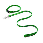 Printed green pet collar and matching leash set for small dogs and cats