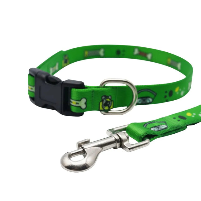 Cute printed nylon collar with bell and adjustable buckle for small pets