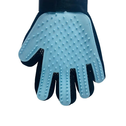 Pet Grooming Glove for Deshedding, Bathing, and Massage - light blue