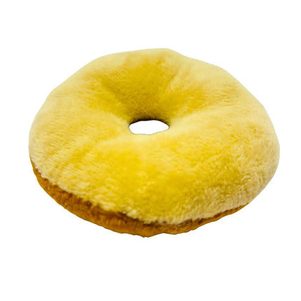 Donut Plush Dog Toy - Soft Squeak - Brown