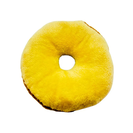 Donut Plush Dog Toy - Soft Squeak - Brown