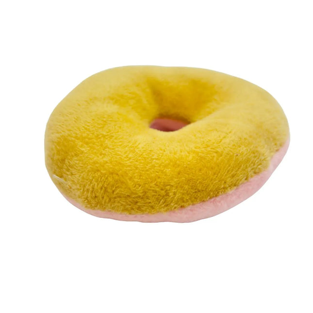 Donut Plush Dog Toy - Soft Squeak - Pink