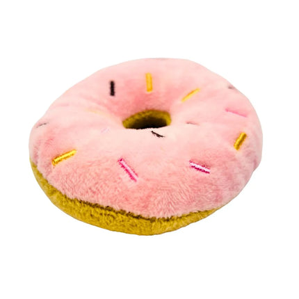 Donut Plush Dog Toy - Soft Squeak - Pink