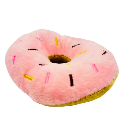 Donut Plush Dog Toy - Soft Squeak - Pink